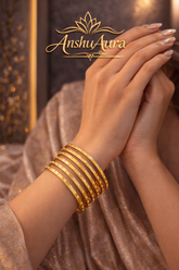 AnshuAura Luxury Gold Bangles Set – Elegant Designer Bangles for Women