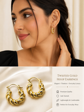 Twisted Gold Hoop Earrings