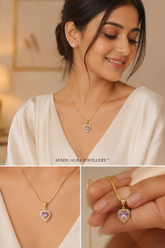 Pink Heart Crystal Pendant Necklace