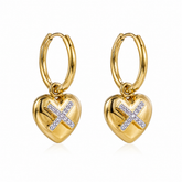 Golden Heart X Crystal Hoop Earrings