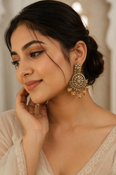 Vintage Champagne Crystal Chandbali Earrings | Premium Ethnic Party & Wedding Earrings for Women