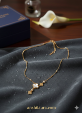 Anshu Aura – Elegant White Clover Gold-Plated Necklace with Minimalist Charms