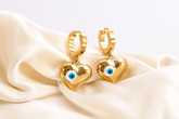 Evil Eye Heart Huggie Earrings