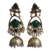 Pastel Mint Green Pastel Stone Antique Jhumkas