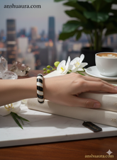 Classic monochrome triped enamel bracelets