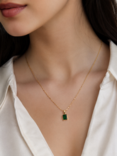 Emerald Green Rectangle Pendant Necklace
