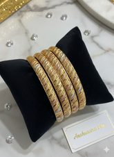 Elegant Tri-Tone Gold Textured Bangles | Anshu Aura Luxury Collection
