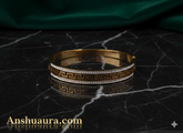 Anshu Aura Premium Gold-Plated Greek Key Meander Bangle with Crystal Borders