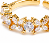 ANSHU AURA Golden Crystal Floral Adjustable Ring