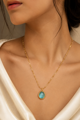 Aqua Elegance Gold Pendant Necklace