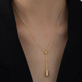 Minimalist Gold Waterdrop Tassel Pendant Necklace – Adjustable Chic Style