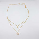 Evil Eye Double Layer Crystal Pendant Necklace