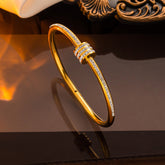 Premium gold plated crystal studded cylinder bracelets