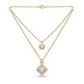 Celestial Glow Double Layer Crystal Pendant Necklace