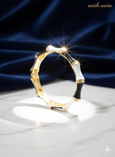 Aura Luxe: Dual-Tone Enamel Bamboo Cuff