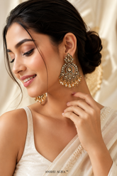 Champagne Crystal Chandbali Earrings | Premium Ethnic Party Wear Earrings