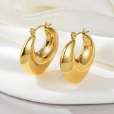 Aurora Chunky Gold Croissant Hoop Earrings - Anti-Tarnish Lifestyle Wear