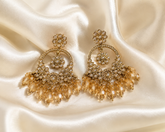 Champagne Crystal Chandbali Earrings – Premium Gold Finish Ethnic Party Wear Earrings