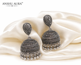 Oxidized Silver Jhumka Earrings