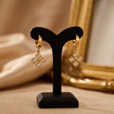 Gold Clover Drop Hoop Earrings