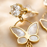 White Butterfly Dangle Earrings