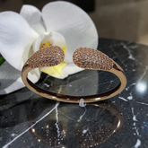 Gold-Plated Crystal Pavé Open Cuff Bangle – Anti-Tarnish Luxury Edition