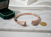 Contemporary rose gold geometric cuff bracelets