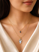 Premium Blue Evil Eye Hamsa Layered Gold