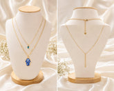 Premium Blue Hamsa Evil Eye Layered Gold