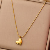 Infinite Love: 18K Gold Plated Minimalist Puffy Heart Anti-Tarnish Necklace