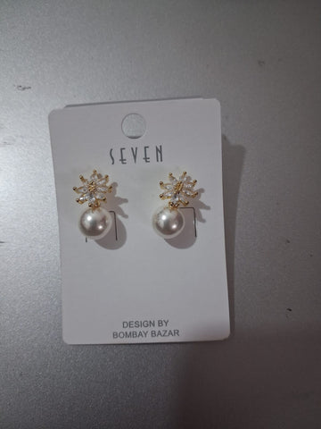 Gold Sunflower Crystal Pearl Drops