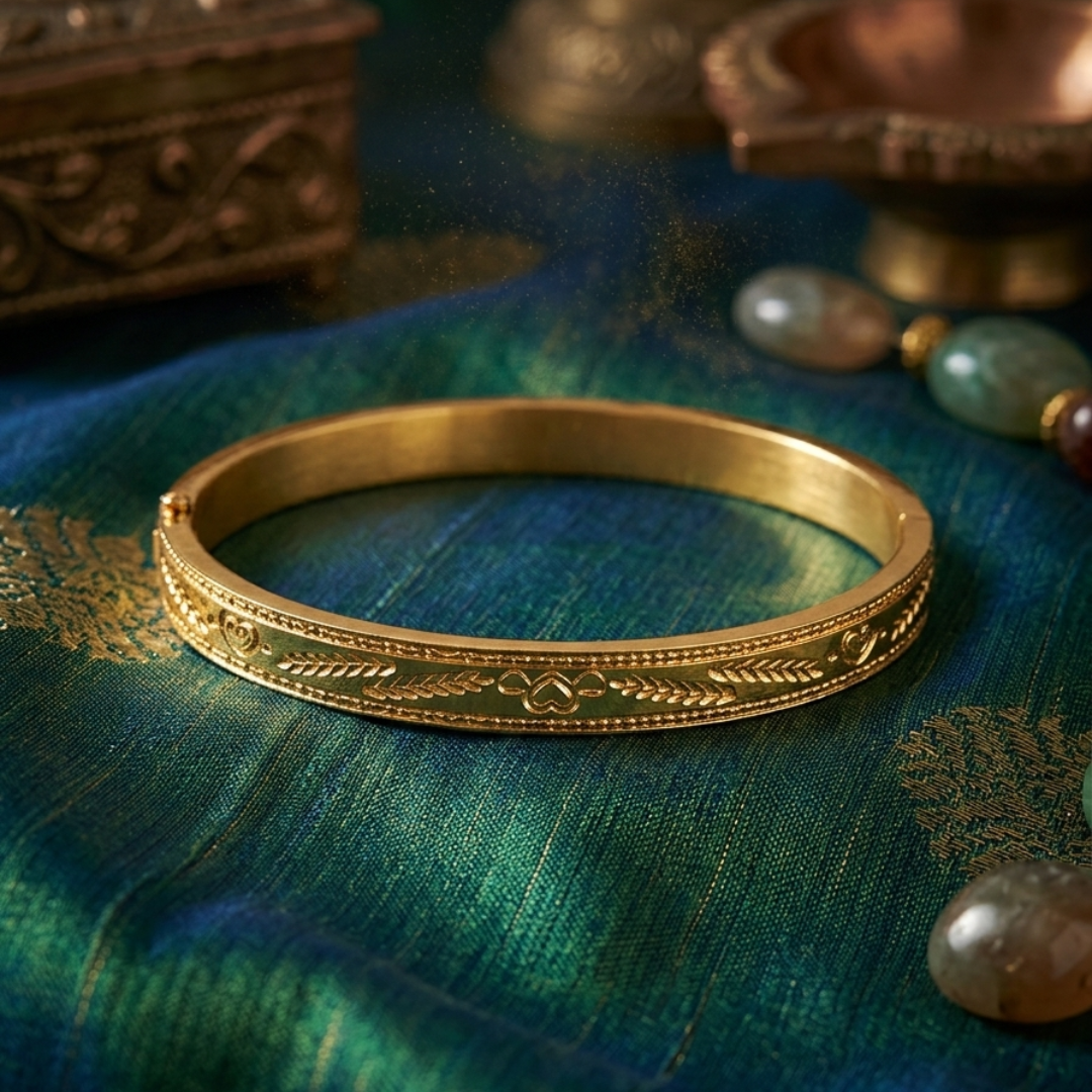 The Harvest Heart: Artisan Gold Bangle