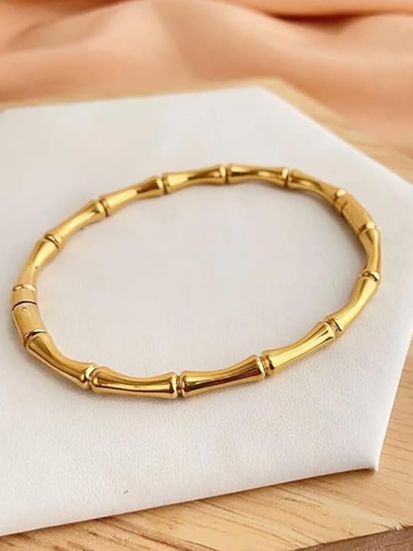 18k gold plated Bomboo style statement bracelets