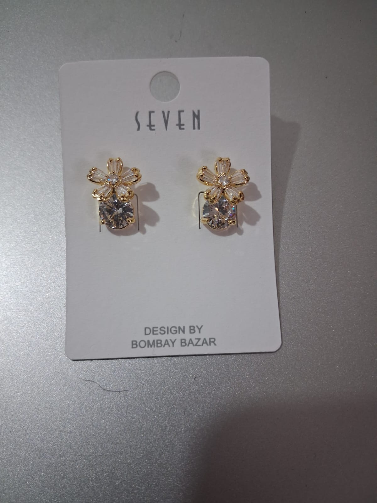 Silver Crystal Petal Blossom Statement Studs