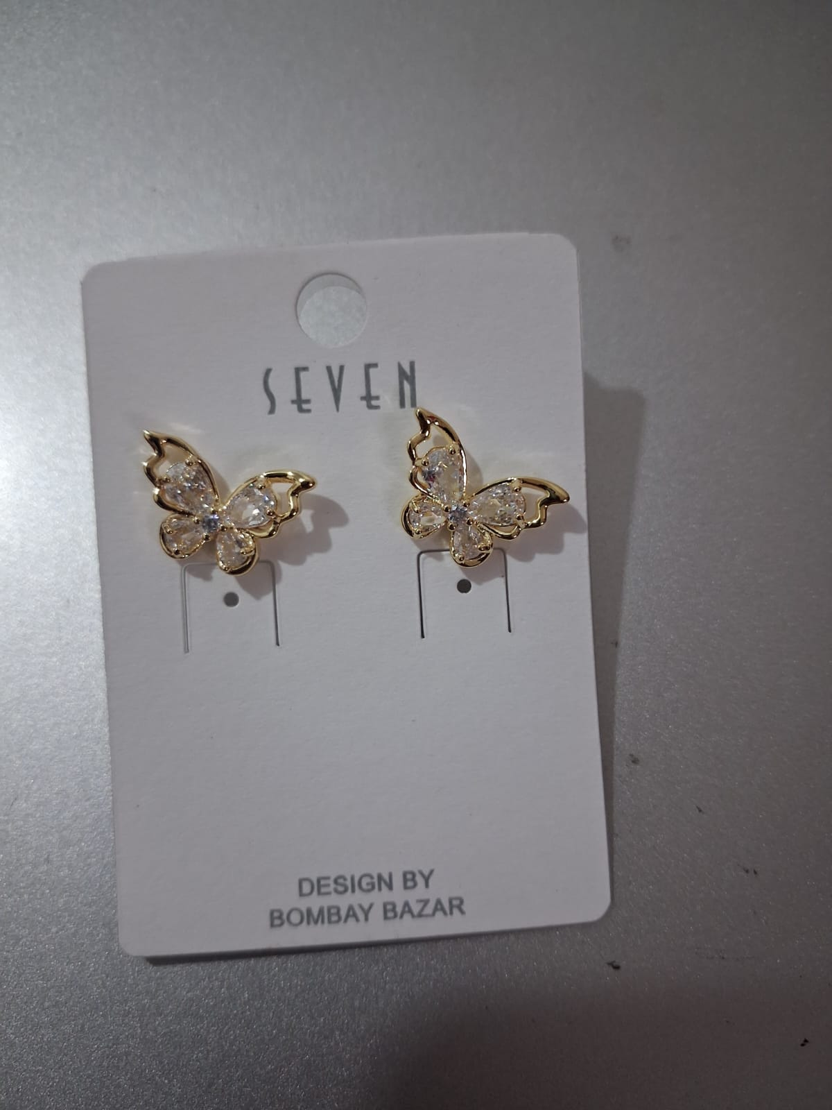 Gold-Tone Sparkling Butterfly Wing Studs