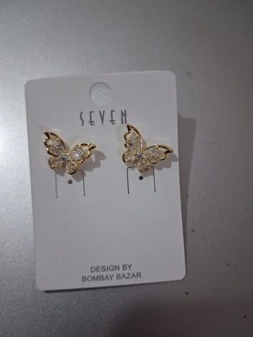 Gold-Tone Sparkling Butterfly Wing Studs