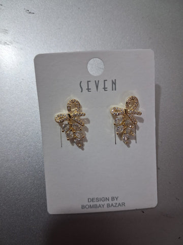Gold Bow & Marquise Cluster Studs