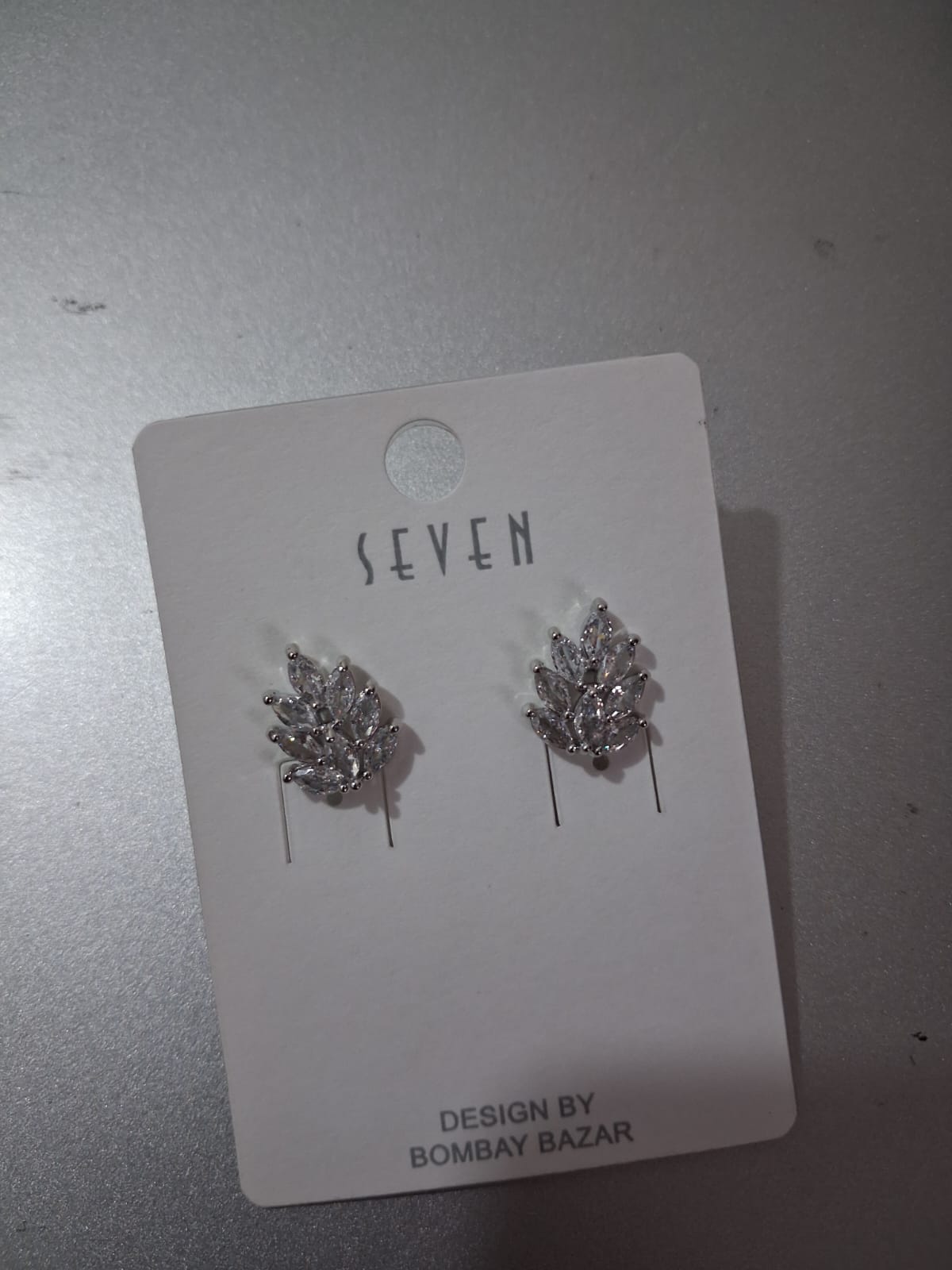 Silver Crystal Leaf Vine Earrings