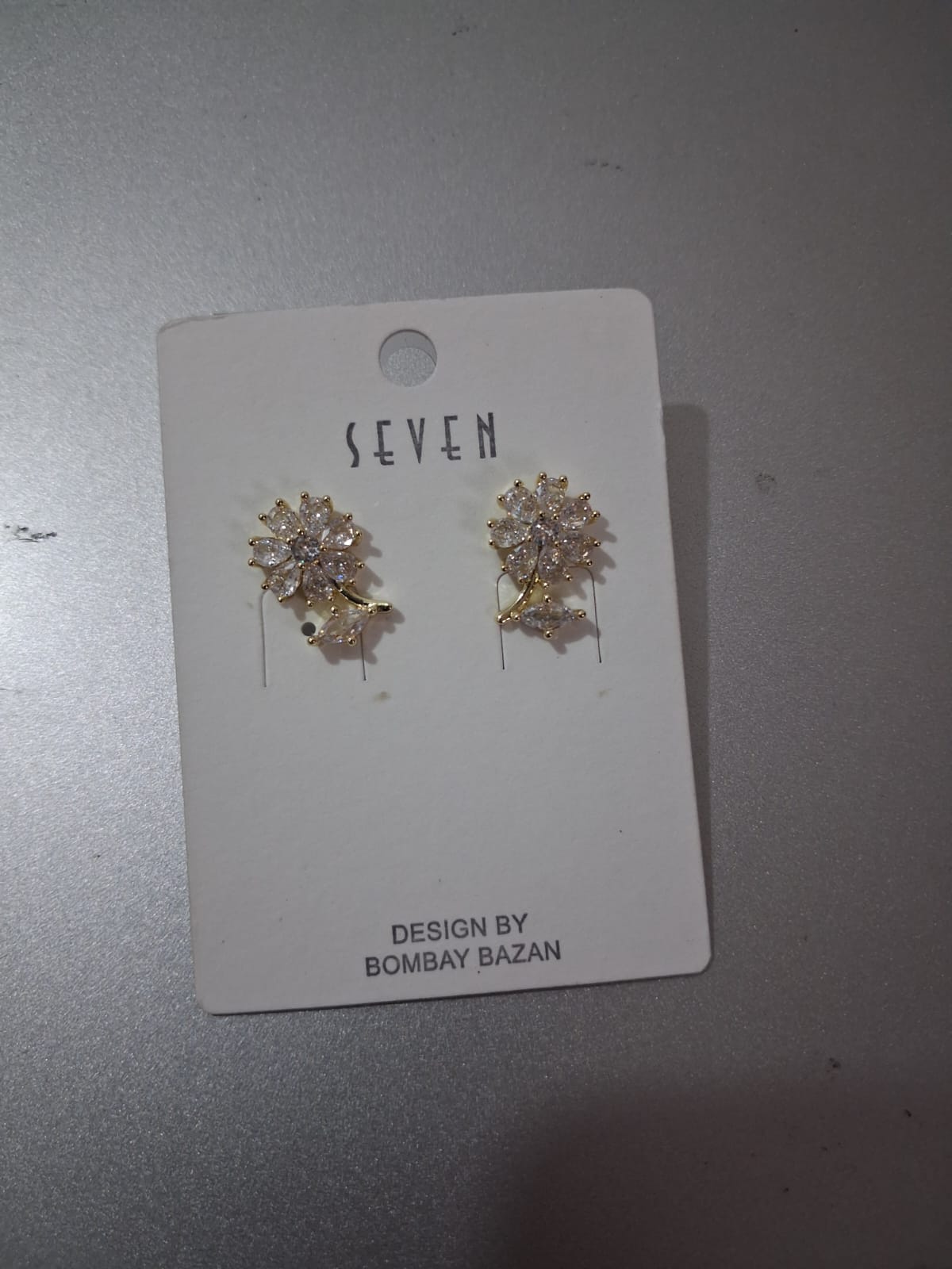 Gold Crystal Flower Branch Earrings