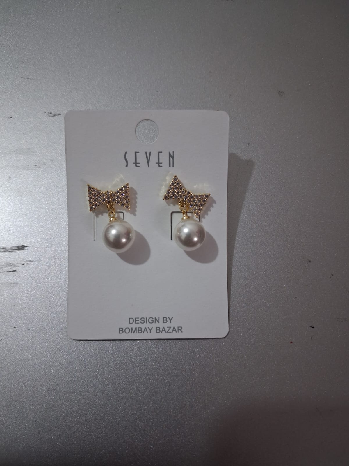 Sparkling Pave Bow Pearl Drop Earrings
