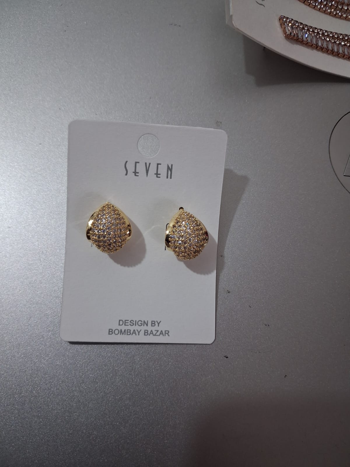 Gold-Tone Fully Encrusted Teardrop Earrings