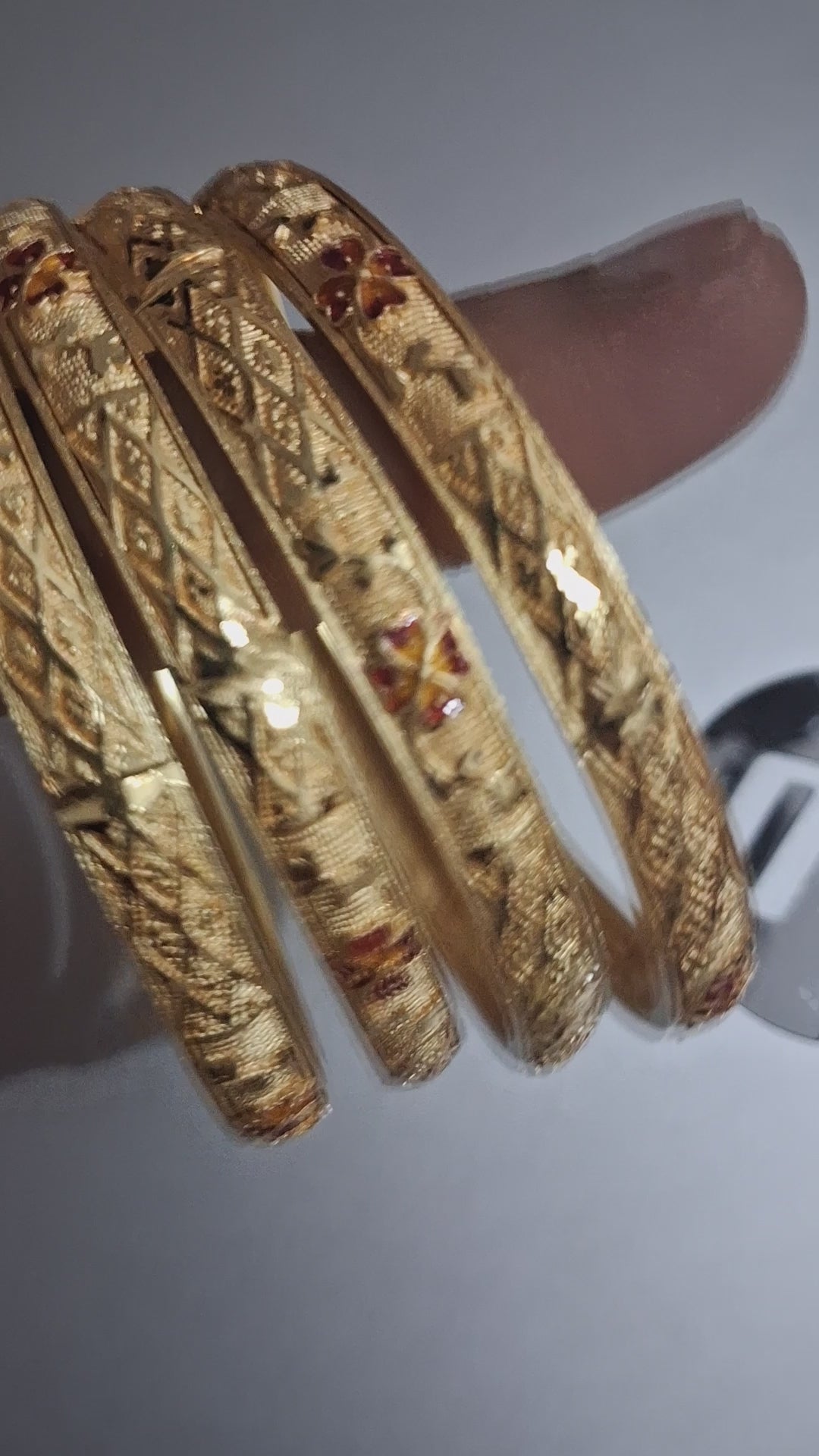 The Anshuaura Eternal Bloom: 22K Gold-Plated Meenakari Artisan Bangles (Set of 4)