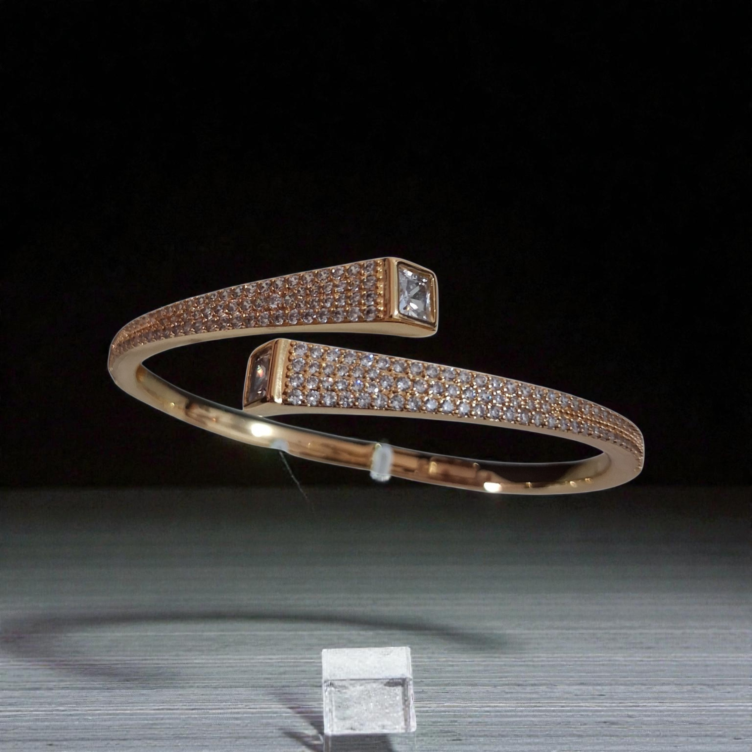 Aurora Glint Pave-Set Bypass Bangle