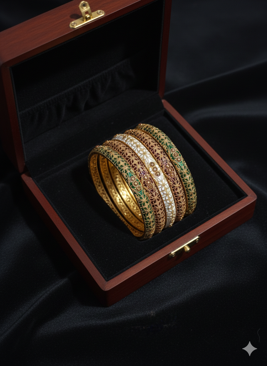 AnshuAura Elegant Handcrafted Meenakari Bangle Set – Royal Tradition in Every Detail