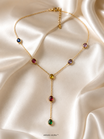 Aurora Multicolour Gemstone Y-Drop Necklace
