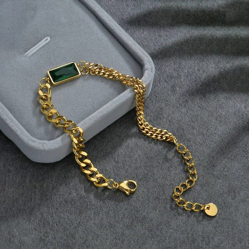 Emerald Luxe Gold Chain Bracelet