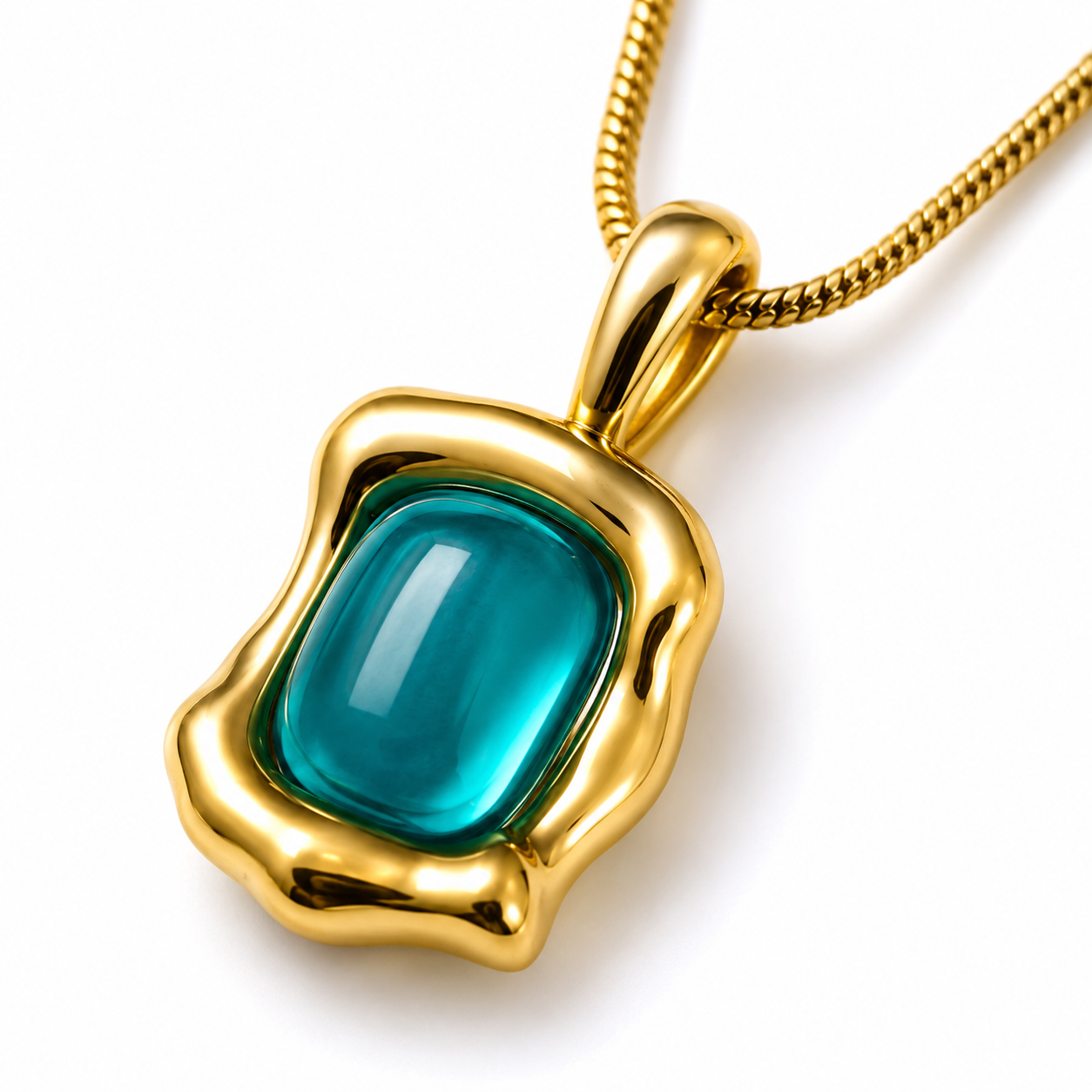 Turquoise Blue Stone Gold-Plated