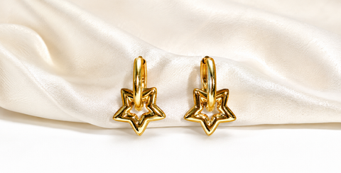 Golden Star Hoop Earrings