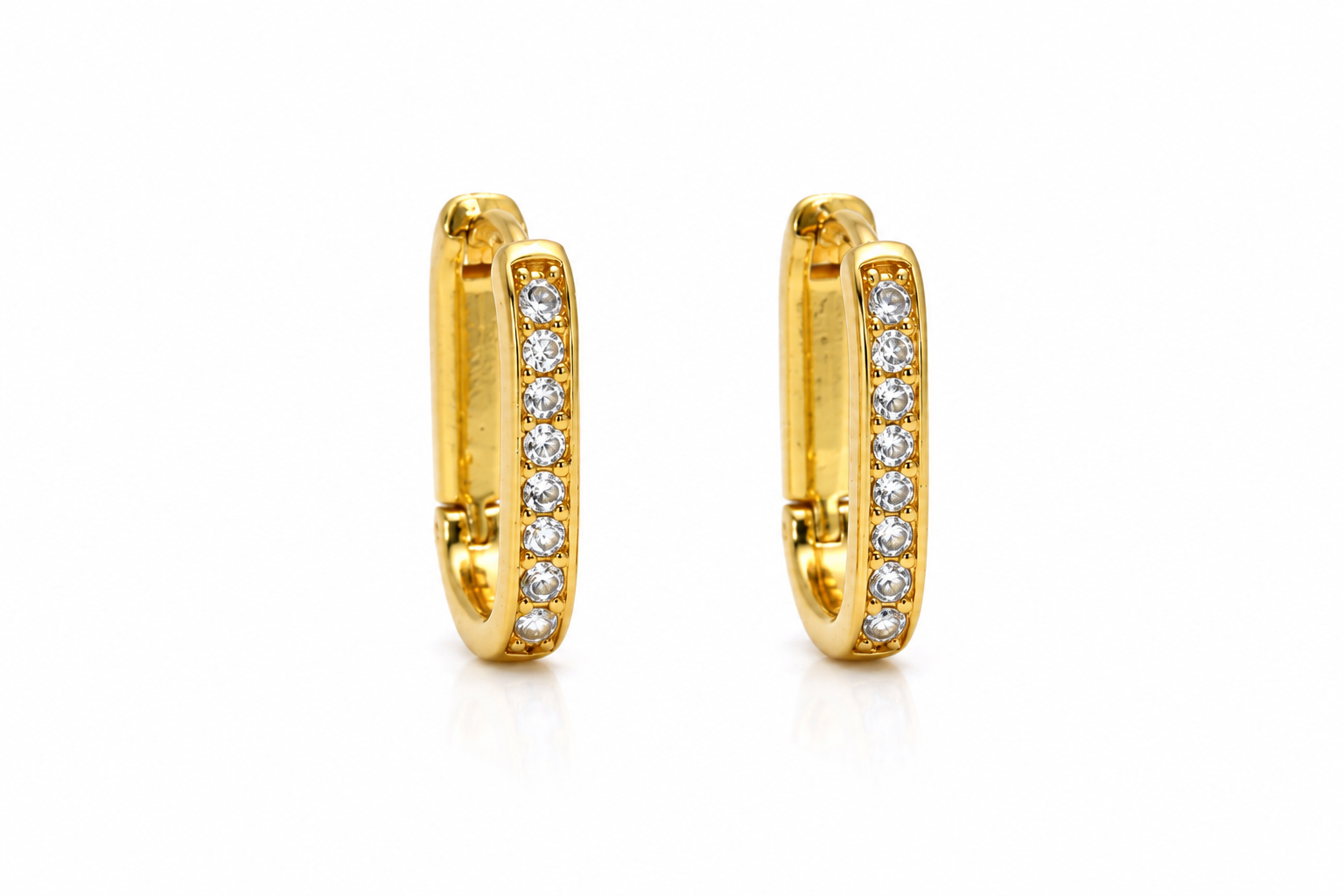 Golden Crystal Huggie Hoop Earrings