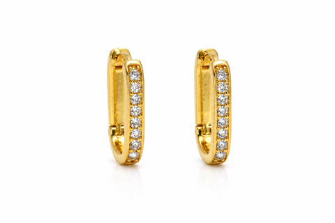 Golden Crystal Huggie Hoop Earrings